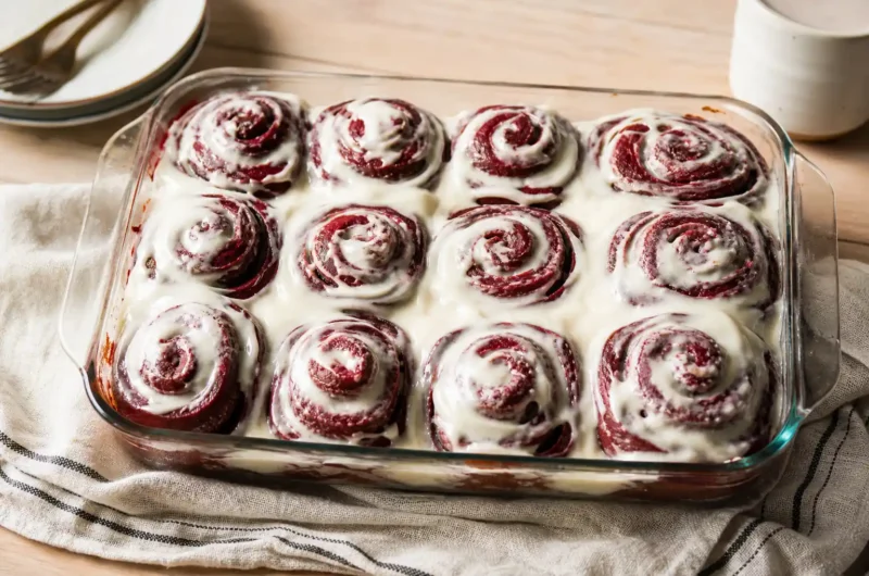 Red Velvet Cinnamon Rolls Recipe Soft and Stunning